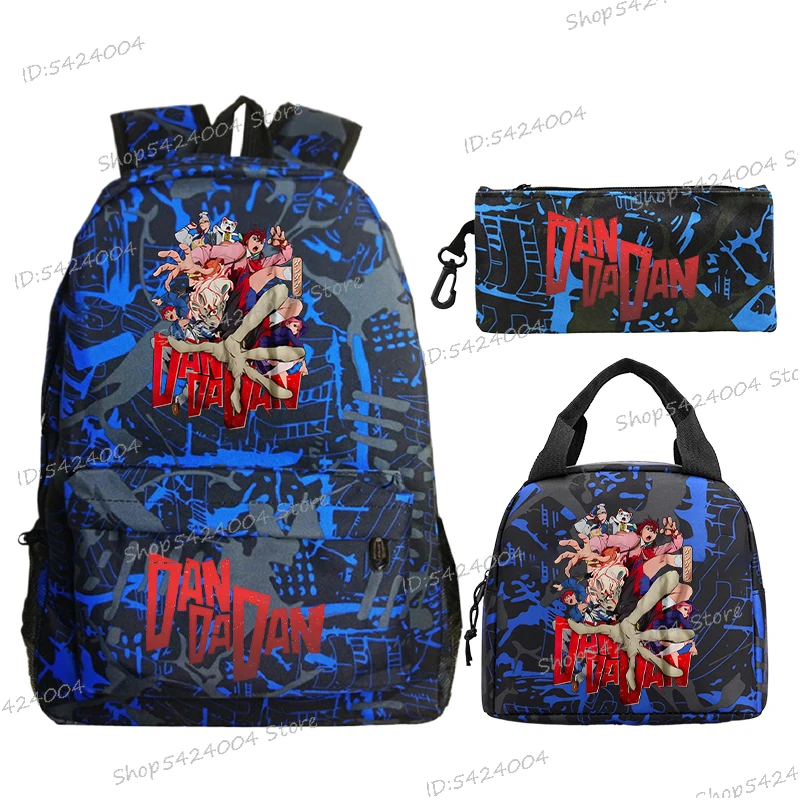 Harajuku Dan Da Dan 3Pcs/set Backpack for Girl Boy Fashion Comic Women Men Rucksack with Lunch Bags Pencil Bag Anime Gifts