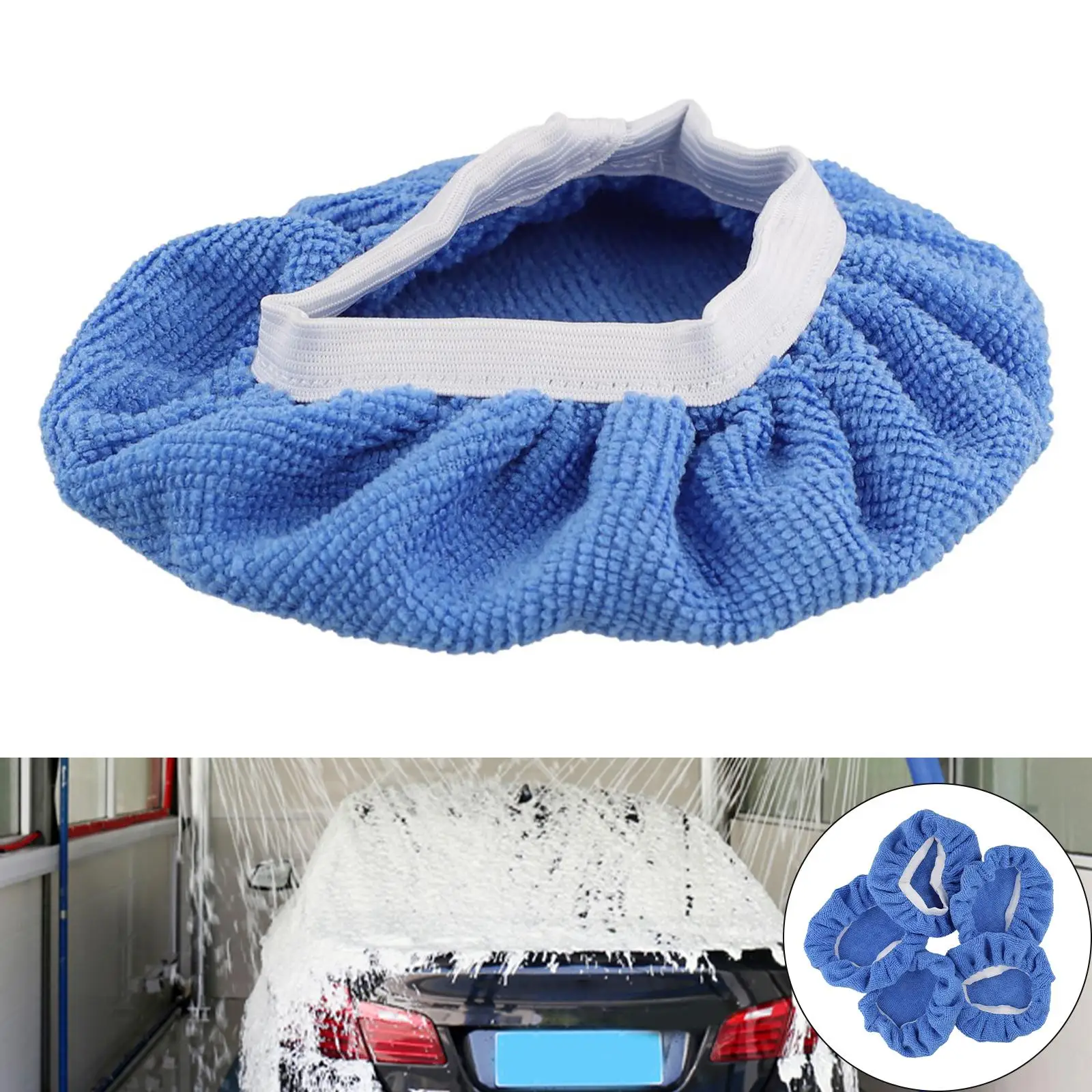 

5pcs Auto Microfiber Bonnet Polisher Soft Wool Wax Wash Buffer Cover Car Cover Polishing Pad Cover Car Accessories