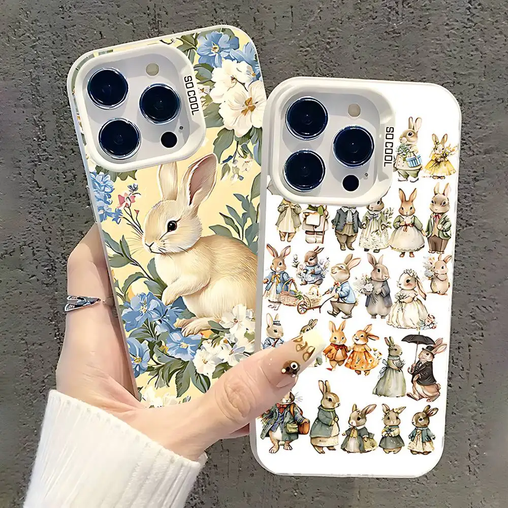 

P-Peter Bunny RabbitS Phone Case For iPhone 17,16,15,14,13,12,11,Pro,XS,Max,Plus,Mini,SE White Candy Matte Shockproof Cover