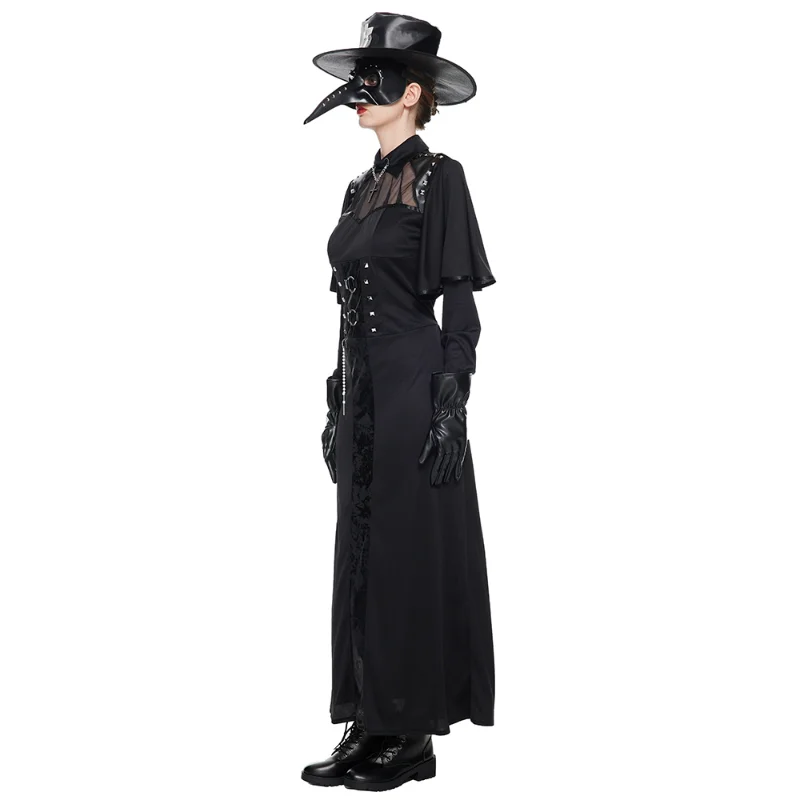 Costume da medico della peste delle donne Halloween Steampunk medievale uccello becco Cosplay abiti carnevale pasqua Purim Fancy Dress