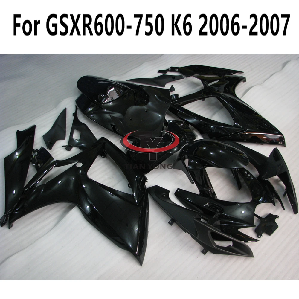 For GSXR600 GSXR750 Fit GSXR 600 750 2006-2007 K6 2006 2007 Full Fairing Kit Bodywork Cowling Injection Black Matte Glossy