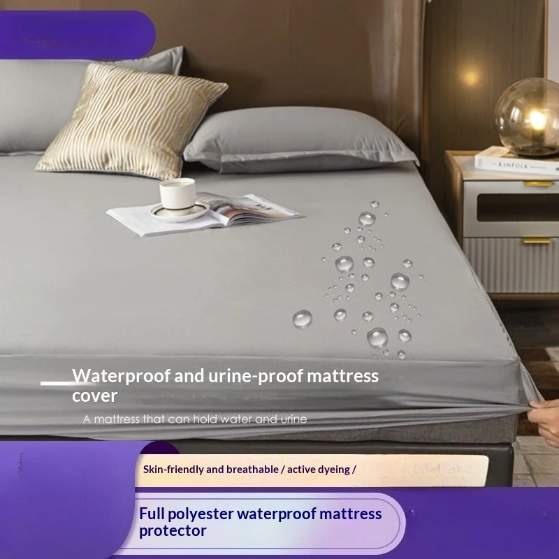 غطاء واقي مرتبة مقاوم للماء وجيد التهوية - ملاءة جاهزة، مضادة للانزلاق، مقاومة لعث الغبار، قماش ناعم مصقول، غطاء سرير