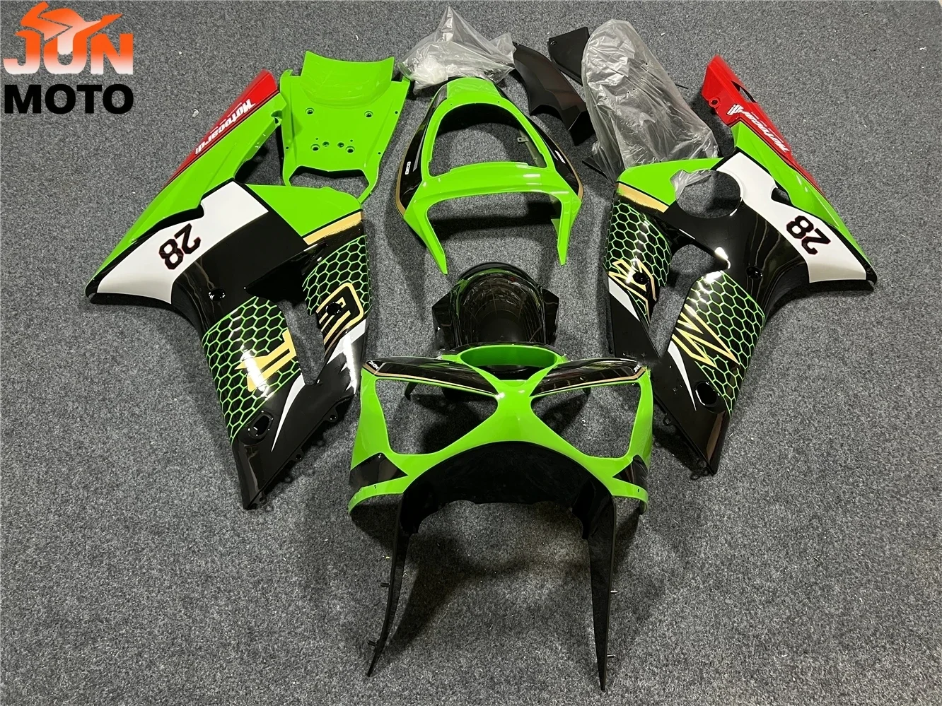 JUN Fit For KAWASAKI ZX-6R ZX6R 636 2003 2004 03 04 Custom Fairings Kit Bodywork Shell New ABS Motorcycle full Fairing Kit view 5