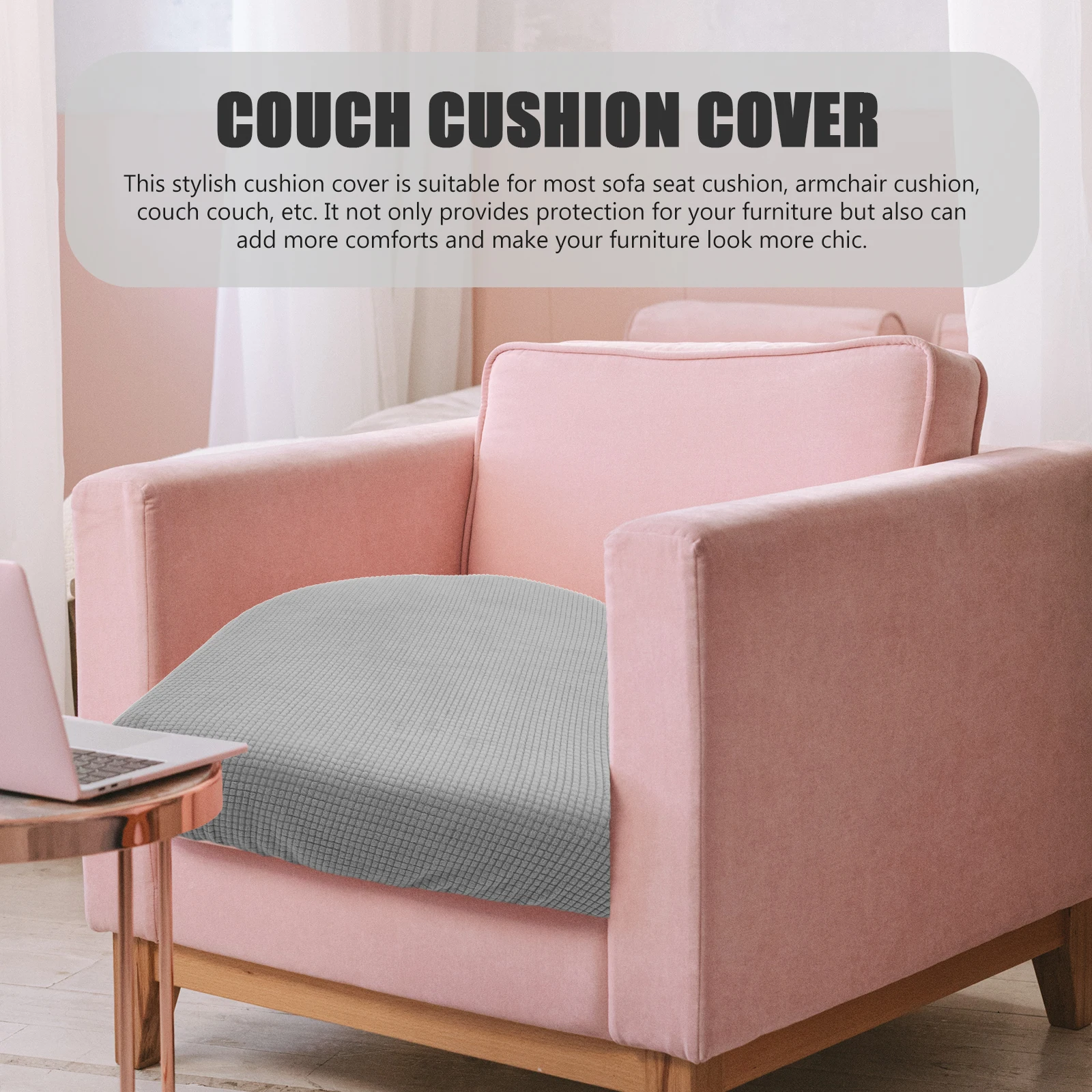 

Jacquard Cushion Cover Covers Sofas Pad Adjustable Corner for Armchairs Elastic Fitted Slipcover Large Cushions