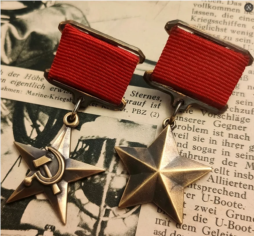Soviet Union CCCP Badge Replica Copper Five Golden Star Russian USSR Socialist Labor Hero Medal Metal