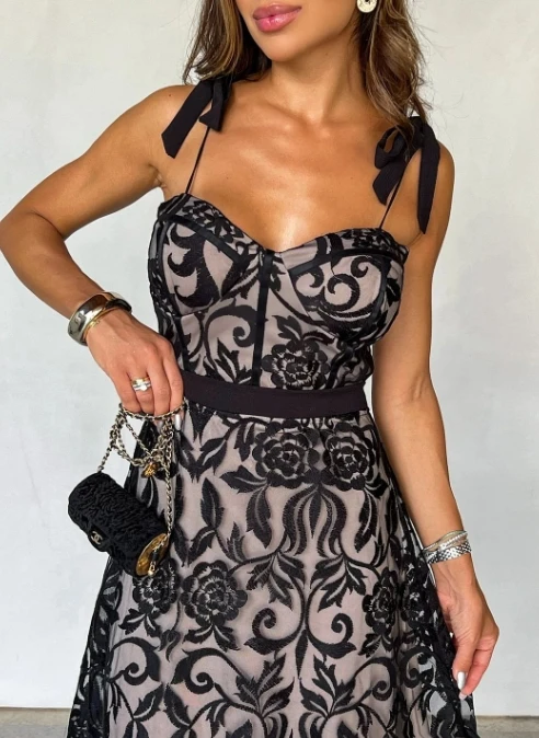 

Women's Sleeveless Dress 2026 New Sexy Fashion Plant Flowers Printed Lace See-Through Suspender Dress A-Line Skirt Party Dress