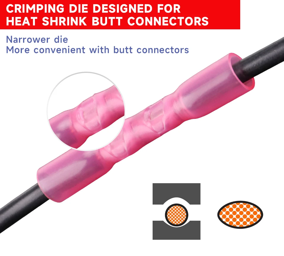 Stoßspleiß-Schrumpfverbinder Crimpzange YF-125C für 0,5–10 mm2 (20–7 AWG) BHT Terminal Ratschen Crimper Ratschenzange – Detail 3