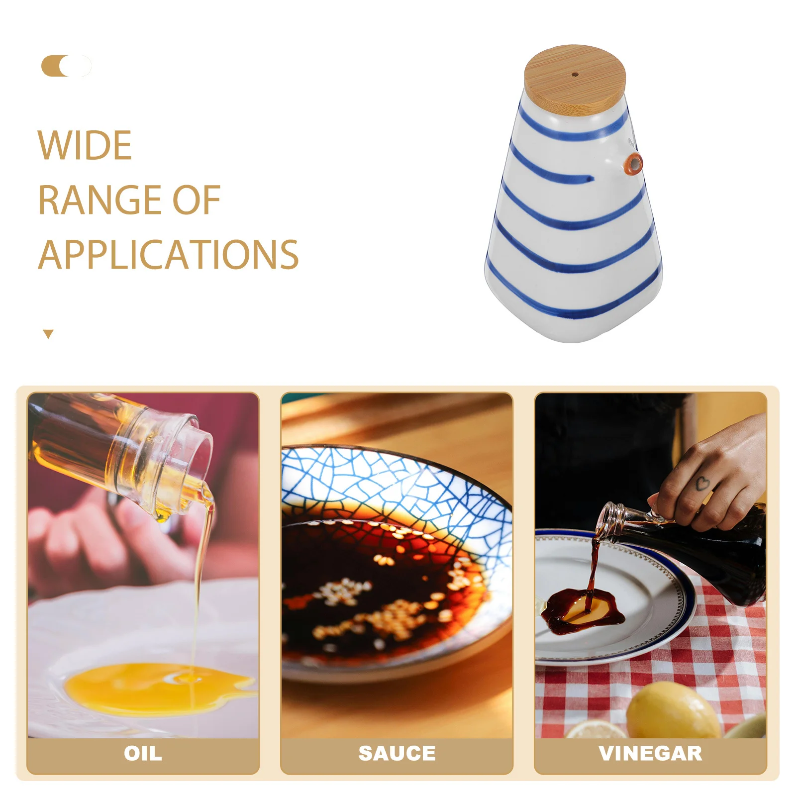 

Ceramic Sauce Dispenser Bottle Hand-Painted Stripe Oil Vinegar Cruet Set For Kitchen Liquid Condiment Storage Soy Sauce