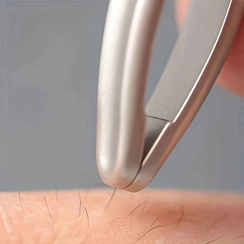 قطعة واحدة من ملاقط الرأس المستديرة الفاخرة لإزالة شعر الحاجب والوجه، مشابك بدون خياطة، دقة للشعر القصير سهلة التمشيط للحواجب