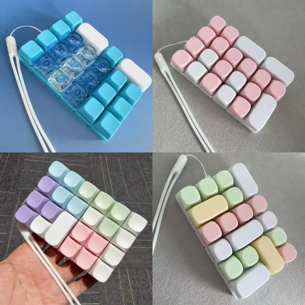 New Plastic Fidget Keychain 9-key 24-key Stress Relief Finger Button Funny Colorful Keycap Antistress for Adults Kid