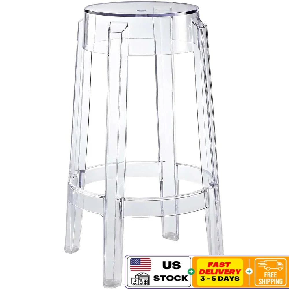 Clear Acrylic Counter Bar Stool Modern Design Indoor Outdoor Versatile Non-Marking Foot Caps Fully Assembled Stylish Comfortable