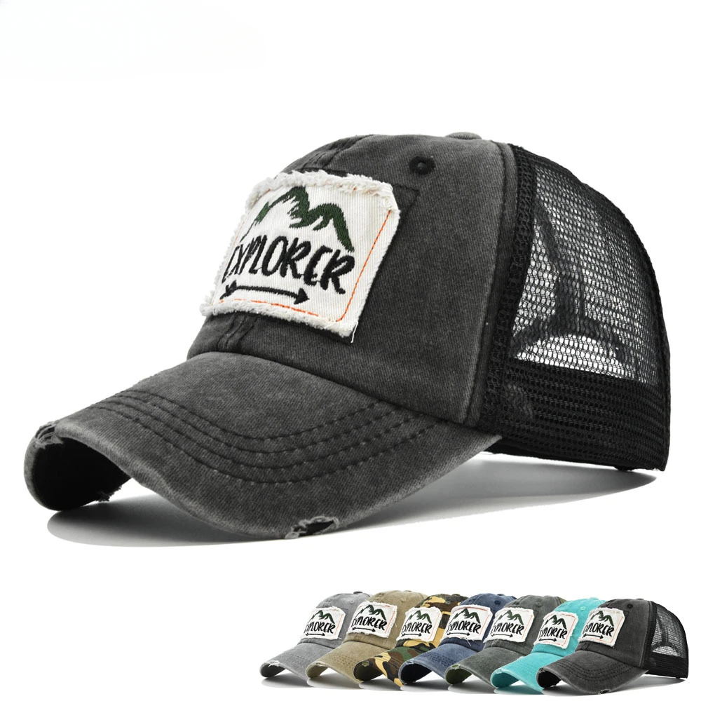 Nowa czapka outdoorowa dla mężczyzn i kobiet Prosta naszywka z literą Czapka z daszkiem Letnia moda Streetwear Mesh Trucker Hat