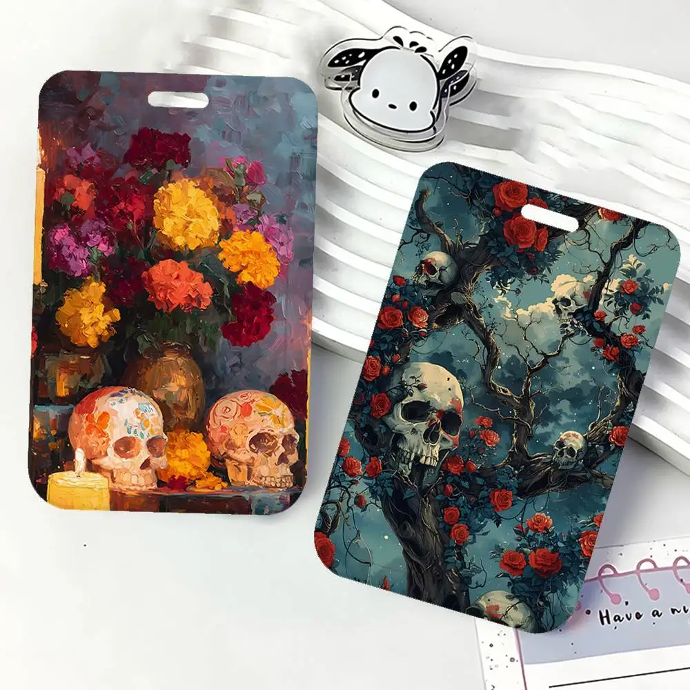 

Day Of The Dead ID Badge Card Holder Lanyard Kids Credit Card Case Neck Strap Door Card Holder Credentials Gift