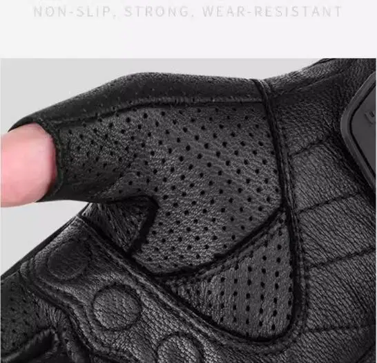 Summer Motorcycle Fingerless Gloves Accessories Goatskin Leather Half Finger Gloves Motocross Gant Moto Guantes Moto Verano