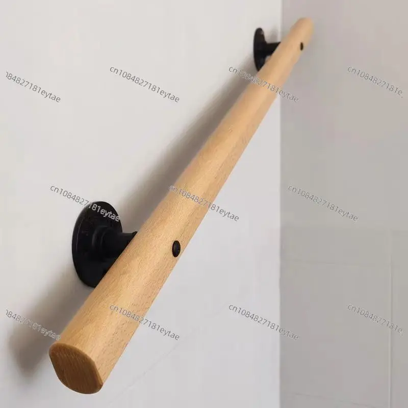 Barandilla de Escalera Moderna y Minimalista, Barandal de Seguridad Antideslizante de Madera Maciza y Hierro, Montado en la Pared, para Decoración de Interiores de Loft y Villas