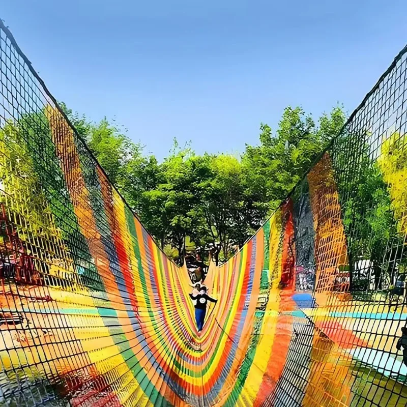Rainbow indoor playground climbing rope net can be customized for indoor activities, and the course is durable