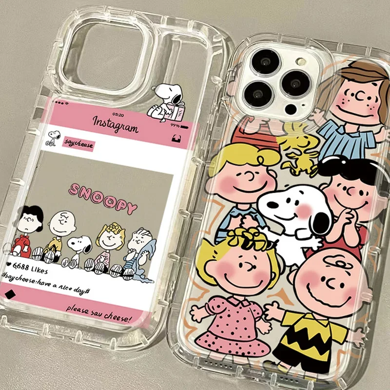 Przezroczyste etui Lovely Cartoon S-Snoopys do Samsung Galaxy S24 Ultra S23 S22 S21 FE S20 Plus Note 20 10 Pro A34 A54 A33 A53 Cover