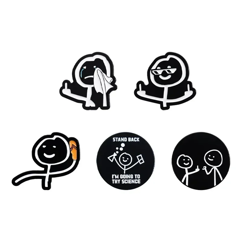 Funny Stickman Enamel Pins Cartoon Custom I'M GOING TO TRY SCIENCE Brooches Cute Lapel Backpack Badges Custom Jewelry Gifts