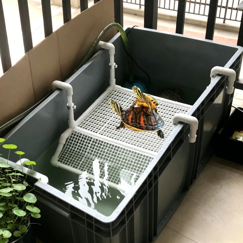 Ladder Turtle Breeding Box Ramp Turtles Habitat Decor DIY Turtle Basking Platform with Hook Turtles Terrarium Hanging Climbing