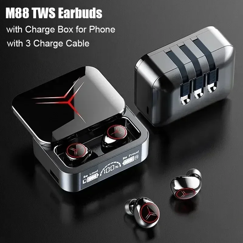 Wireless Headphones Sliding Cover Gaming Earphone TWS M88 5.3 HIFI Sport Earbuds Music HeadsetsWork On All Smartphone Bluetooth