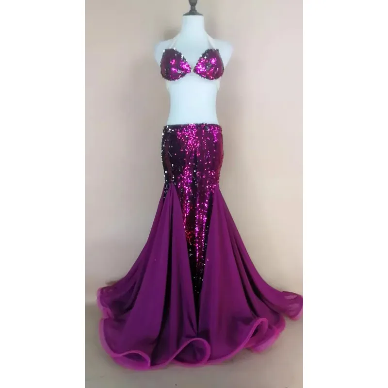 

Customized belly dance costume multi-color performance clothes hip-wrapped skirt sequined hemming exquisite belly dance skirt