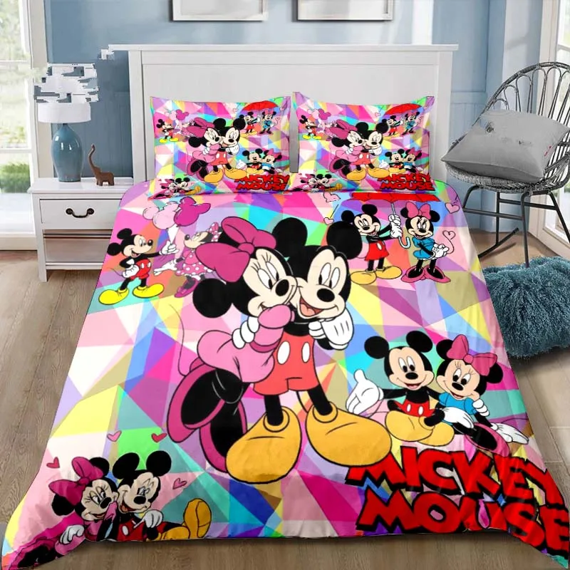 Hot -selling Cartoon Cute Rice Mouse Bedding, 3D Mickey Bedding Set Children's Bedroom Family Textile Quilt Pillow Case