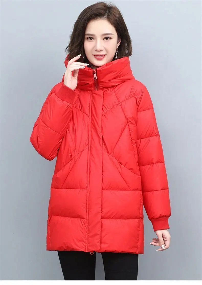 Down Cotton-Padded Jacket Women's Overcoat Winter 2026 New Thick Warm Parker Coat Fashion Loose Hooded Medium Long Cotton Jacket