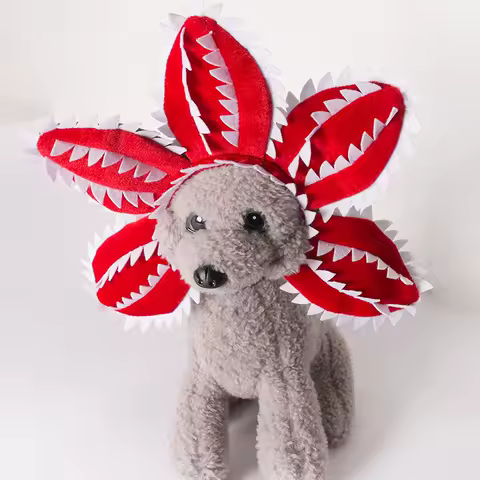 Winter Funny Demogorgon Cat Hat Scary Flower Costume Pet Headwear Adjustable for Dogs Cats Birthday Party Accessories