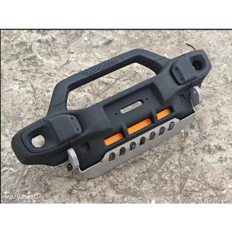 Front Bumper for RLAARLO MK07/JK07 Crawler,Solid ABS with Silicone Mold, 201 Stainless Steel Tow Hook& Mount Plate Upgrade Parts