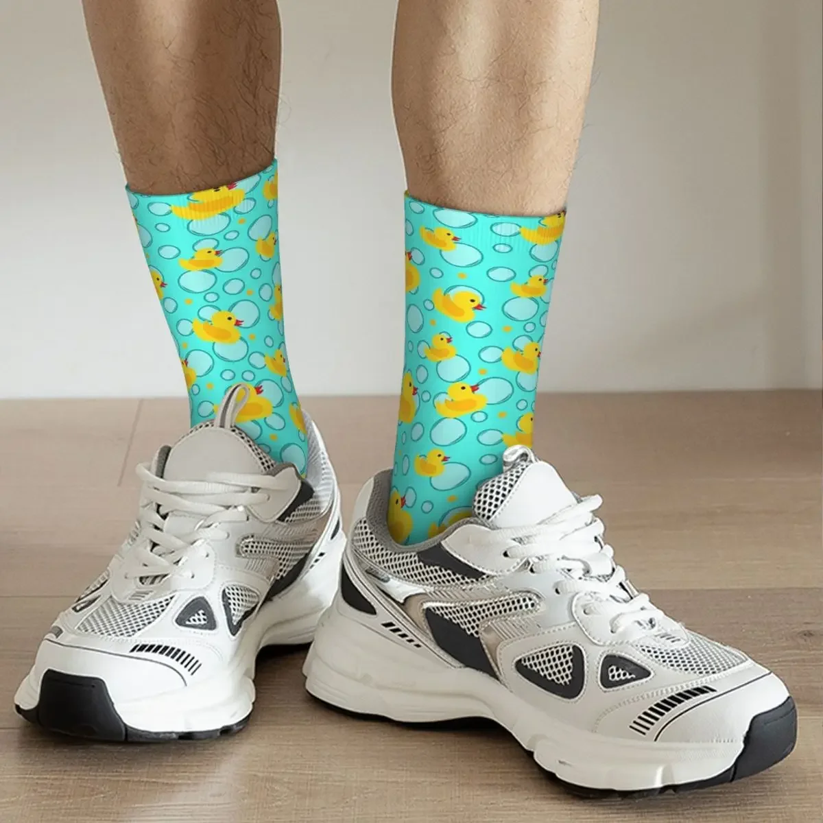 Chaussettes jaunes en caoutchouc à motif de lumière pour le bain, bas absorbant la sueur Harajuku, chaussettes longues toutes saisons, accessoires de douche de bébé mignons