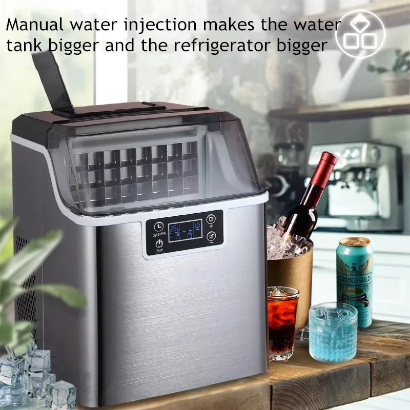 30kg Ice Cube Maker  Small Ice Maker Machine Mini Portable Countertop Ice Making Machine Electric Silver 3D Printing