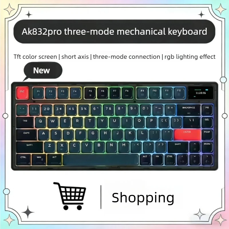 

НОВАЯ Механическая клавиатура Ajazz AK832Pro с низким профилем, беспроводная, три режима подключения (2.4G/USB/Bluetooth), для игр, ПК, планшетов и офиса