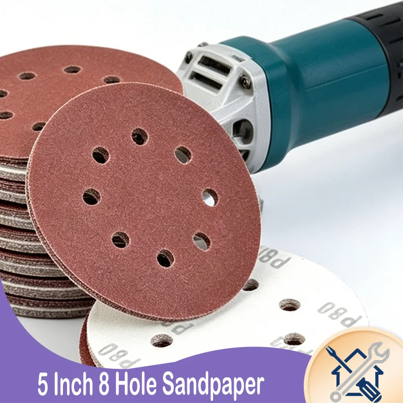 

8 Hole 125mm Sandpaper Woodworking Metal Grinding Disc Abrasive Polishing Tool 60-2000 Grit 5 Inch 8 Hole Sanding Discs 10-50Pcs