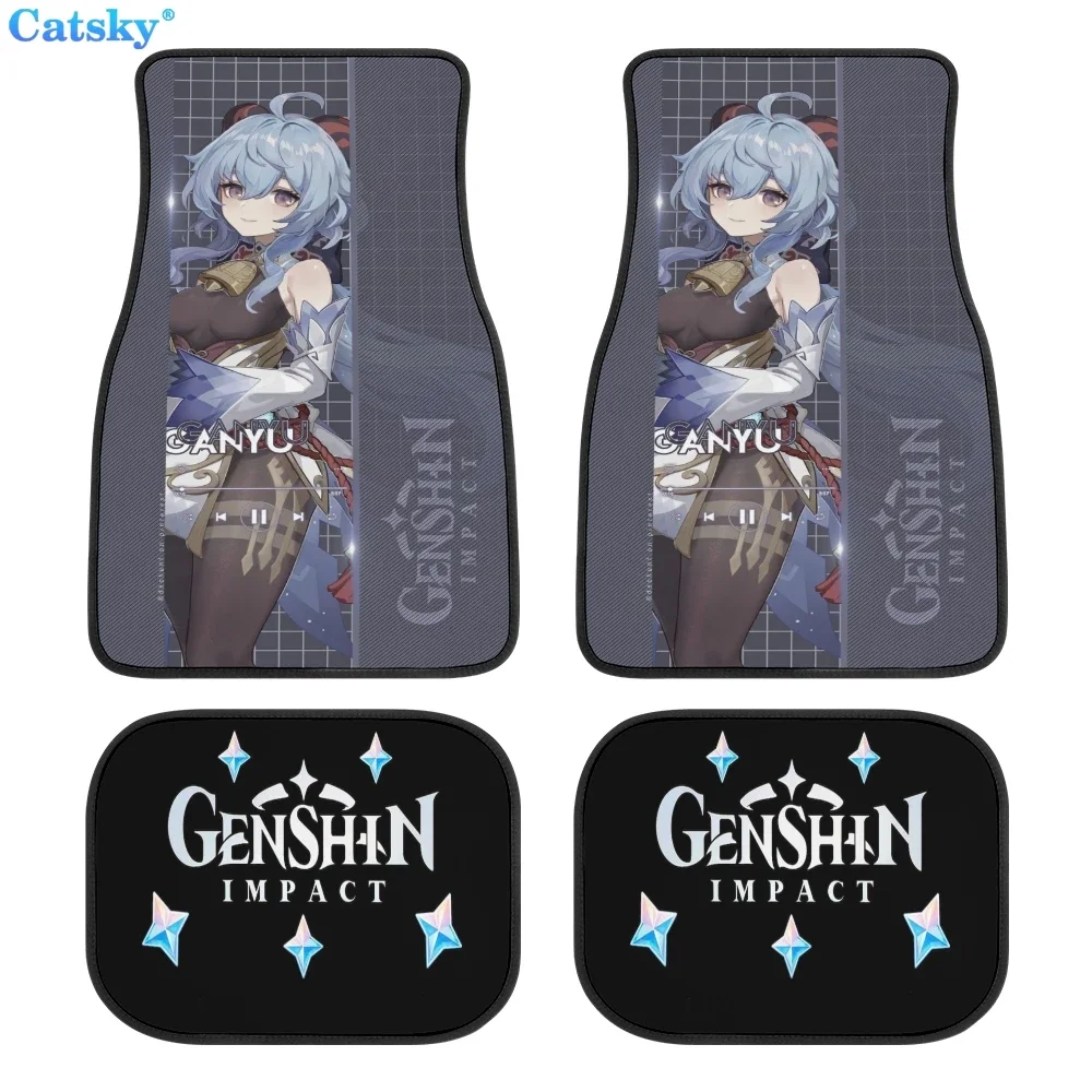 Genshin Impact anime Car Floor Mats Universal Front/Rear 4 Pieces Interior Accessories Rug Car SUV Truck Floor Mats Rubber 3