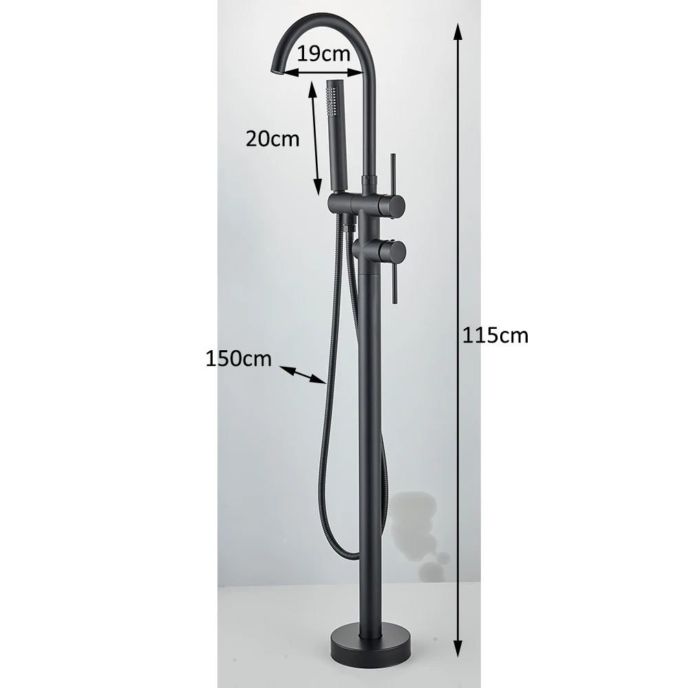 Floor Free Standing Faucet Mixer Single Handle Hot Cold Water Mixer with 360 Rotation Spout with Handshower For Bathtub Shower