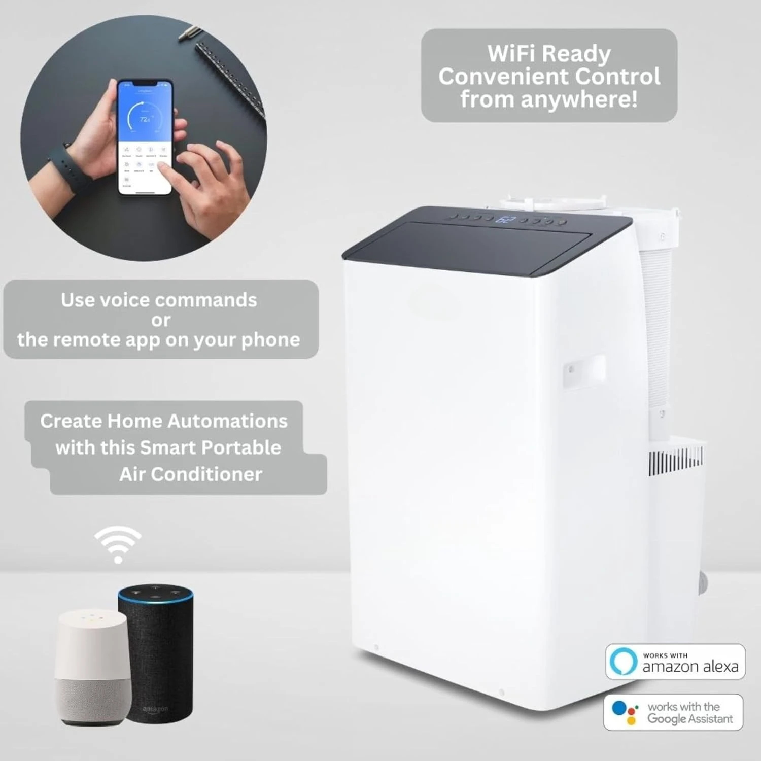 

14,000 BTU (12,000 BTU SACC) Inverter Portable Air Conditioner with Heat Pump with Dual Hose, Dehumidifier,Factory Direct Sales