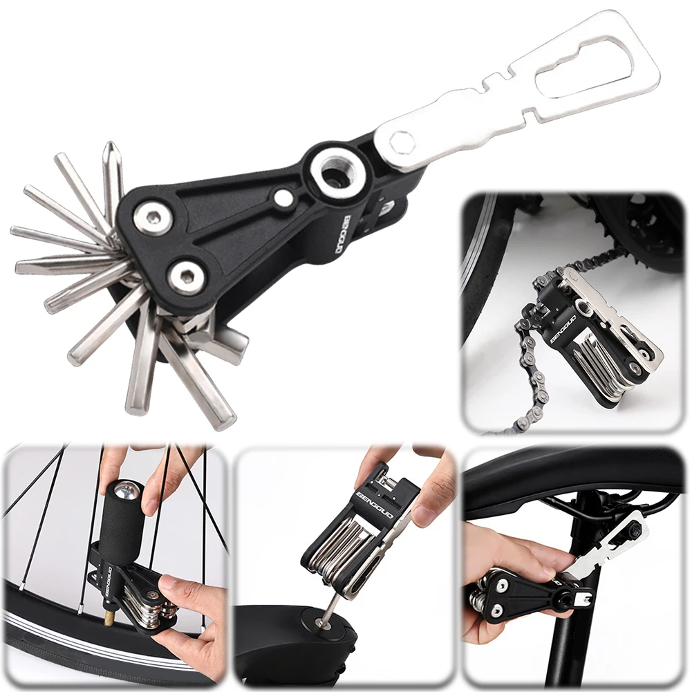 

18-in-1 Portable CO2 Inflator Head with Screwdriver Wrench Chain Cutter Schrader & Valve Riding Emergency Accessories