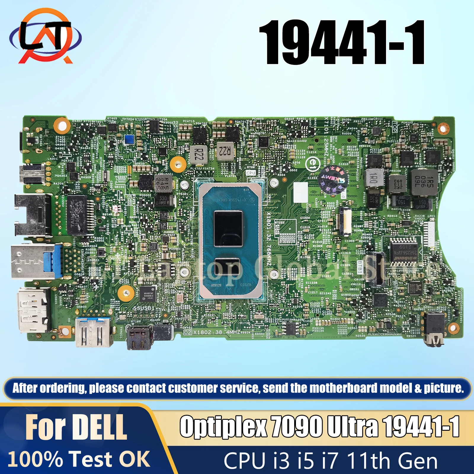 

Материнская плата для ноутбука 19441-1 для Dell Optiplex 7090 Ultra 0JDG23 03XYT6 00RG7D, материнская плата для ноутбука с ЦП I3 I5 i7 11-го поколения