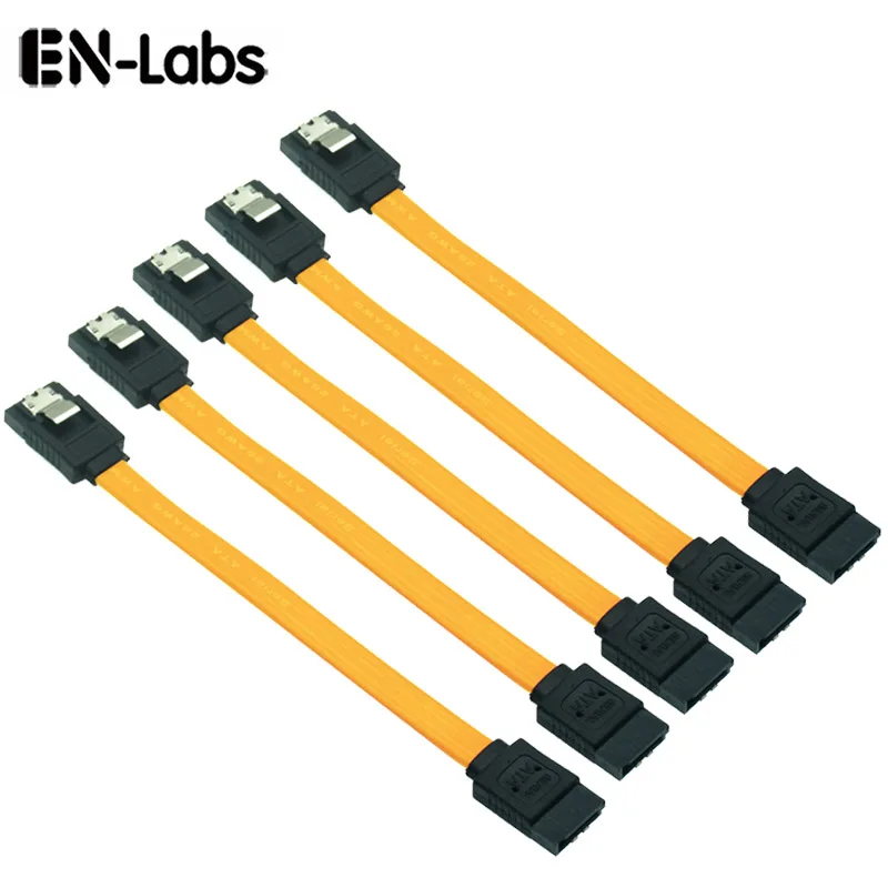 Ultra Short SATA Cable III, 5 Pack SATA3.0  6Gbps Straight 90 Degree HDD SDD CD Driver Data Cable with Locking Latch - 10CM