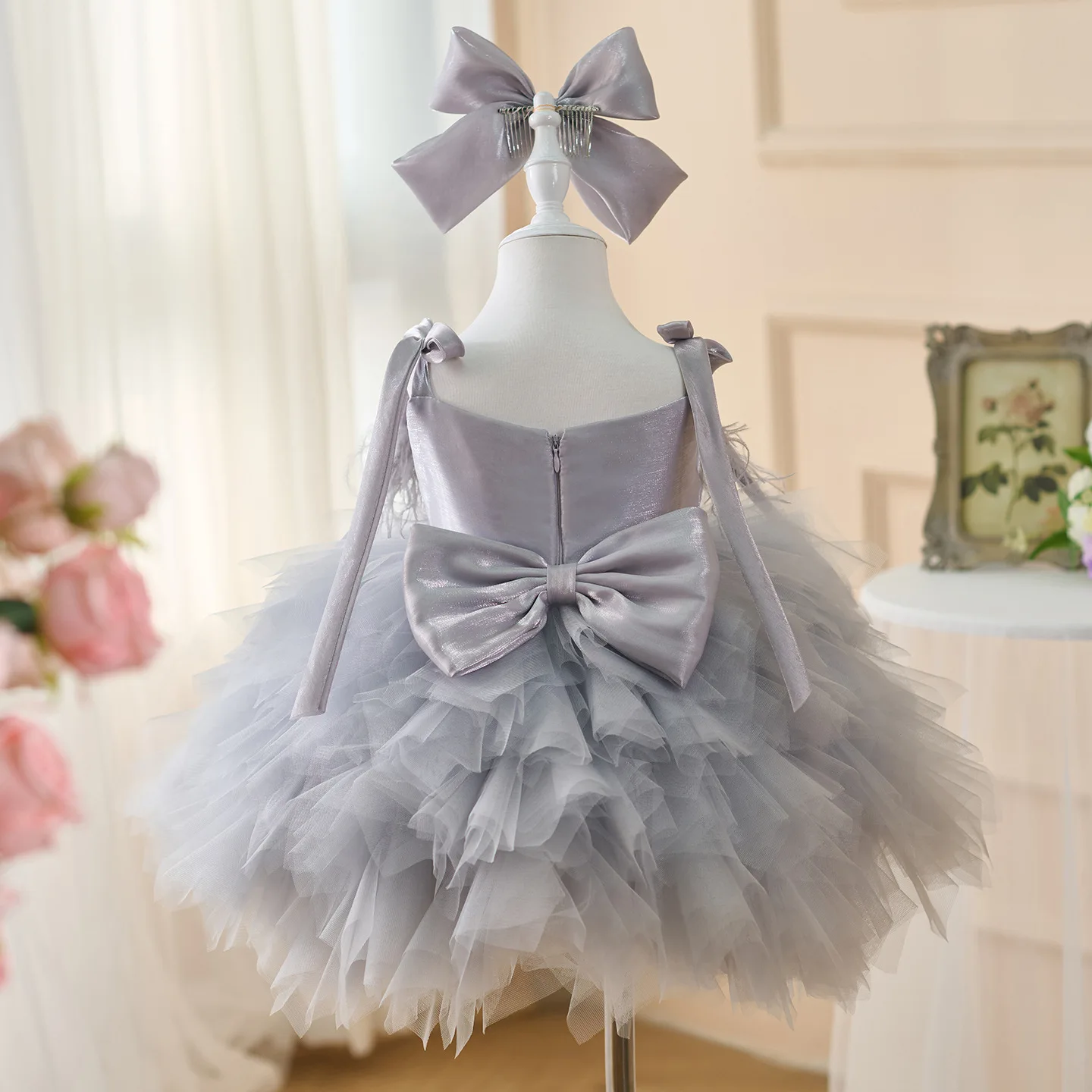KLFLGD Light Luxury Unique Girls Dress High-end Pageant Competition Dress One Year's Birthday Party Puffed Skirt