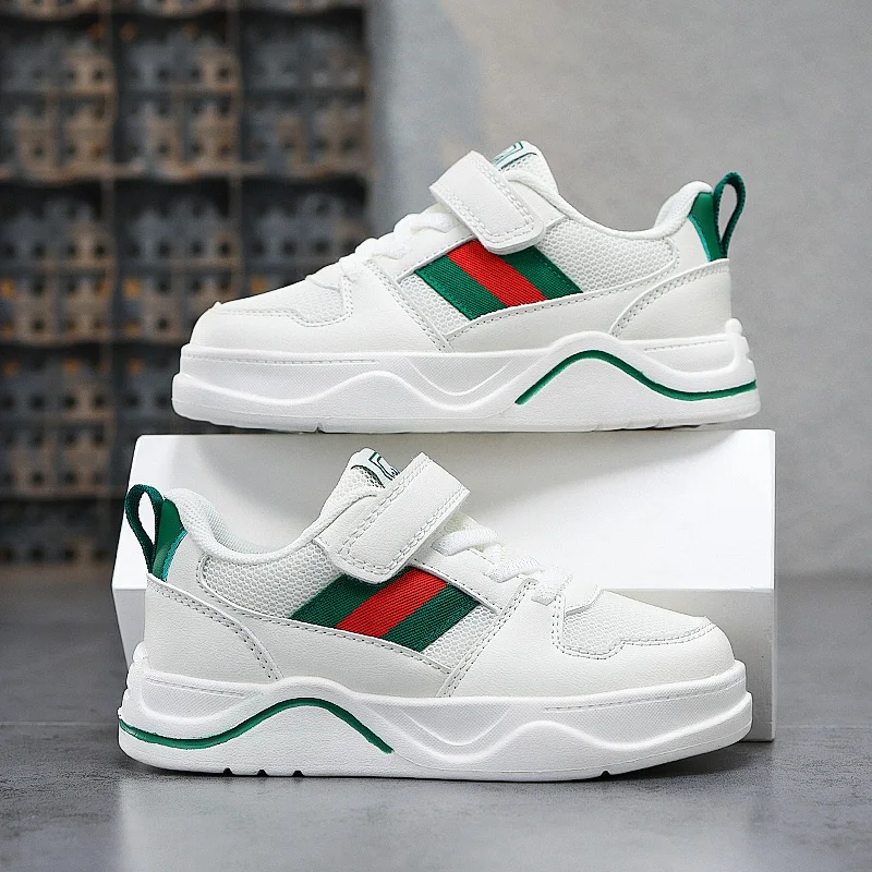 

Autumn Boys Girls Sports Shoes Classic White Design Comfortable Velcro Kids Casual Shoes 2025 Fashion Mesh Childrens Sneakers