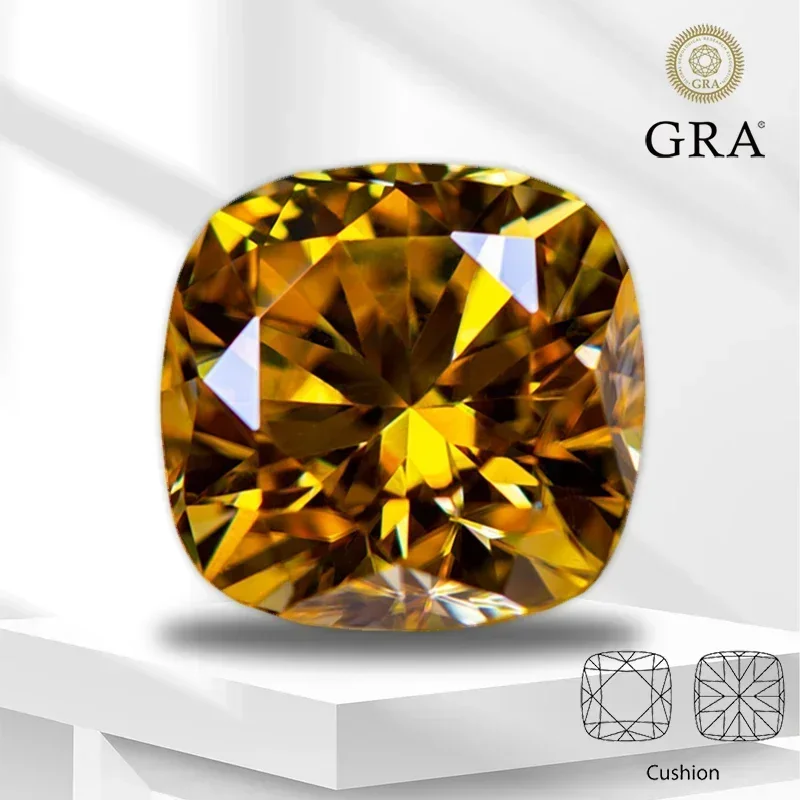 

Wholesale Moissanite Gemstone Golden Yellow Color Cushion Cut Lab Grow Diamond For DIY Women Jewelry Making Materials With Certi