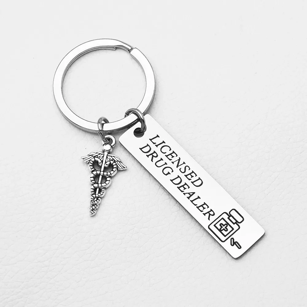 New Simple Fashion Niche Pharmacist Gift Funny Keychain Pharmacy Student Gift Creative Trend Street Party Keyring Accessories