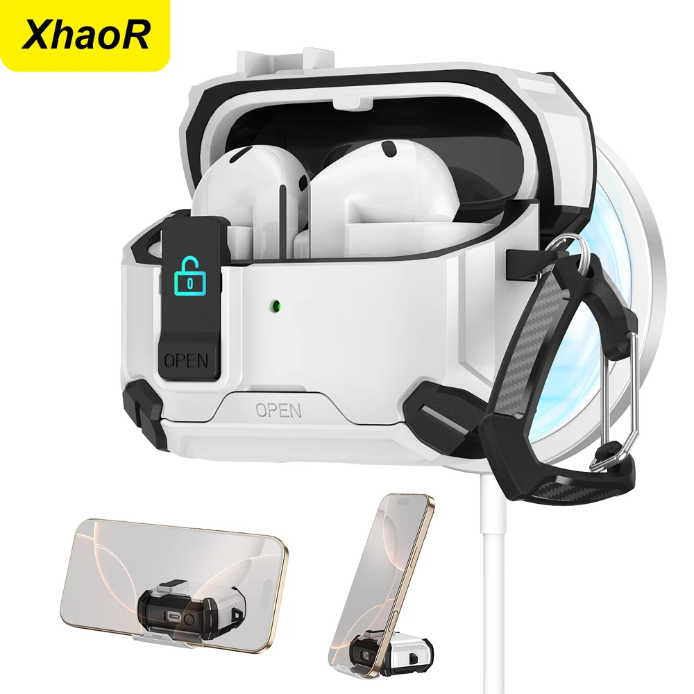 Security Lock Earphone Cover For Samsung Galaxy Buds 3/Buds3 Pro With MagSafe Protective Case Keychain Cleaning Kit Phone Stand