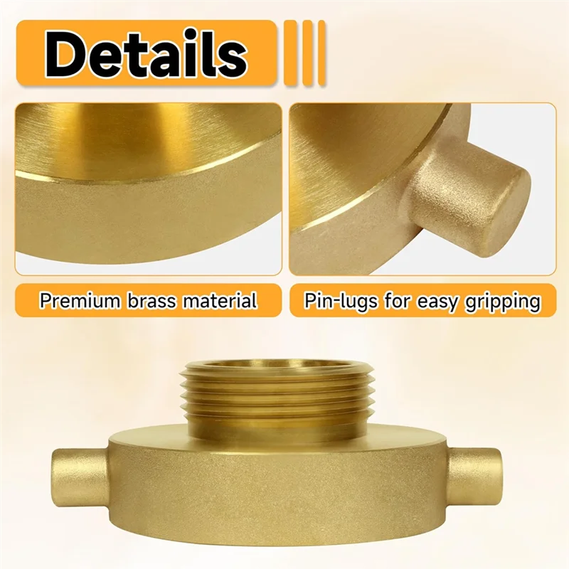 

2-1/2In NST/NH Female X 1-1/2In NPT Male Fire Hydrant Adapter,Fire Hydrant Hose Adapter Brass Fire Equipment For Hydrant