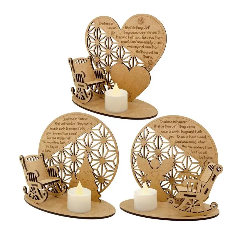 Christmas Wooden souvenir ornament Tealight Candlestick Holders with Candle Lights Rocking Chair  ornament memory of a loved one