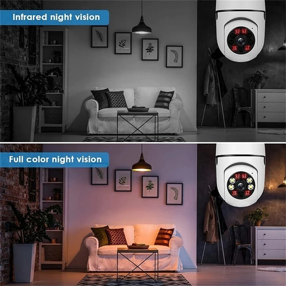 2.4G&5G Wifi Camera 5MP Outdoor Wireless CCTV IP E27 4X Digital Zoom Home Surveillance Smart Tracking Security Protection Night