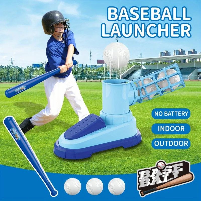 Kids Foot-Operated Automatic Baseball Launcher Toy Boys- Parent-Child Interactive Sports Toy - Indoor/Outdoor Family Fun Games