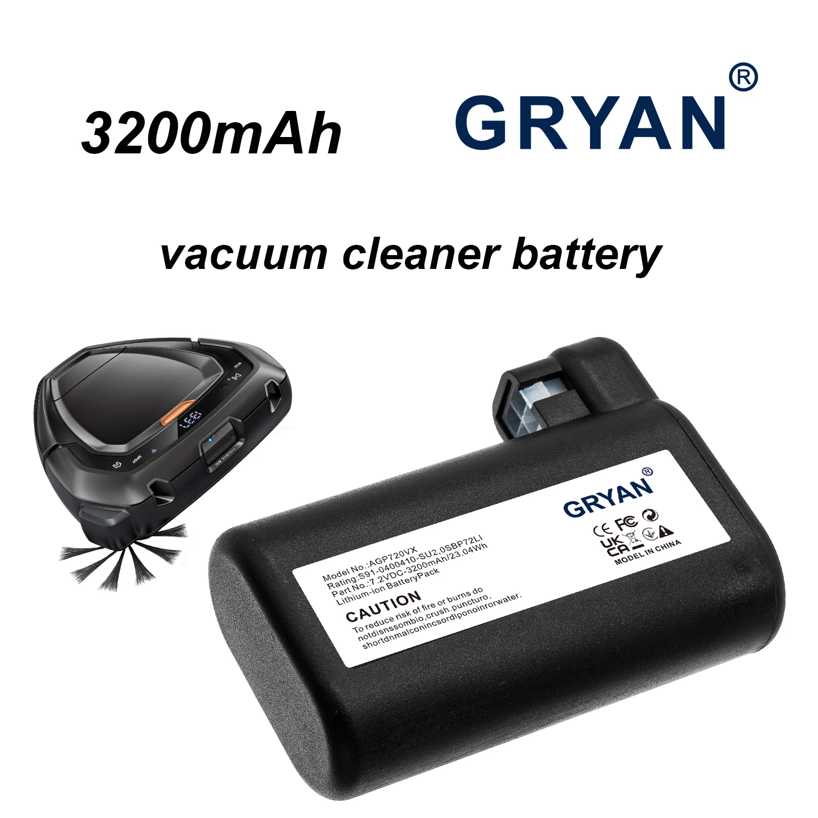 3200mAh GRYAN Battery For Electrolux 900257877 ERV7210TG 900257983 ERV7200DB 900258192 ERV5100IW 900258193 ERV5210TG