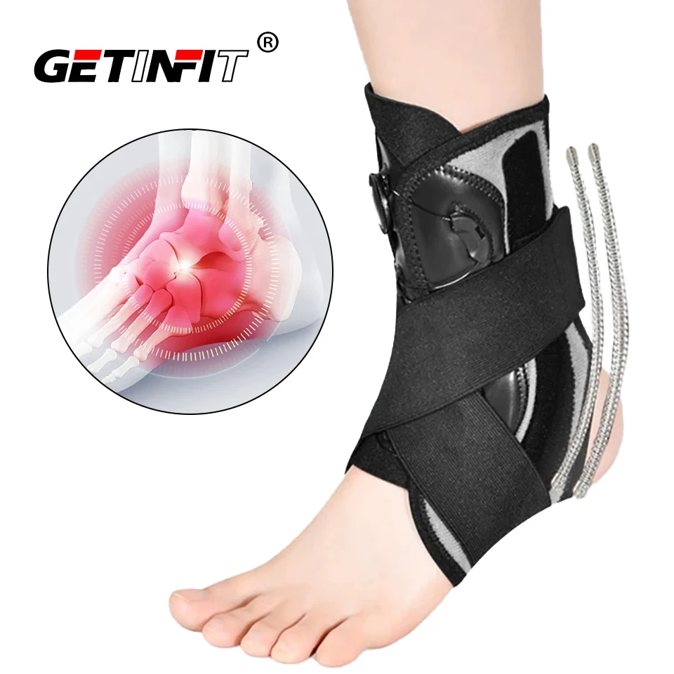 

1Pcs New Ankle Brace Stabilizer Adjustable Support Stirrup Sports Injury Recovery Sprain Lace Up Compression Ankle Wrap Unisex